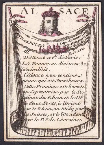 Alsace - Strasbourg - Elsass Straßburg Frankreich France Original 18th century playing card carte a jouer Spie