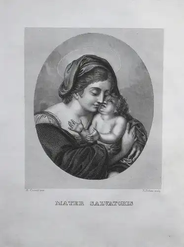 Mater Salvatoris - Mater Salvatoris Maria Jesus Jesuskind Portrait Stahlstich steel engraving antique print