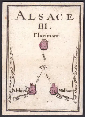 Alsace III. - Elsass Frankreich France Florimont Altkirch Mülhausen Original 18th century playing card carte a