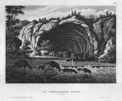 Die Veteranische Höhle in Syrmien - Syrmien Veteranische Höhle Serbien Serbia Ansicht view Stahlstich steel en