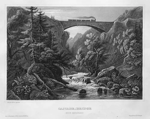 Cascade-Bridge (Erie Railroad) - Cascade bridge Erie Railroad Amerika America Ansicht view Stahlstich steel en