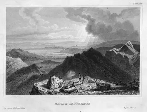 Mount Jefferson - Mount Jefferson Amerika Vulkan volcano America Ansicht view Stahlstich steel engraving antiq