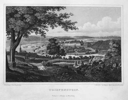 Triefenstein - Triefenstein Unterfranken Bayern Ansicht view Stahlstich steel engraving antique print Bamberge