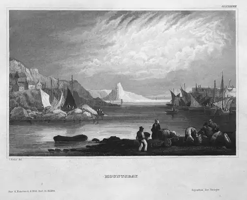 Mountsbay - Mount's Bay Bucht England Great Britain Großbritannien Ansicht view Stahlstich steel engraving ant