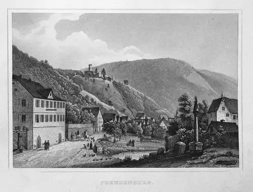 Freudenberg - Freudenberg Deutschland Germany Ansicht view Stahlstich steel engraving antique print Bamberger