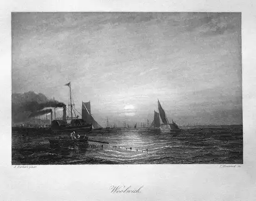 Woolwich - Woolwich London England Großbritannien Great Britain Ansicht view Stahlstich steel engraving antiqu