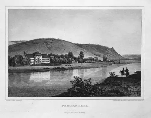 Feggenbach - Fechenbach Bayern Unterfranken Ansicht view Stahlstich steel engraving antique print Bamberger