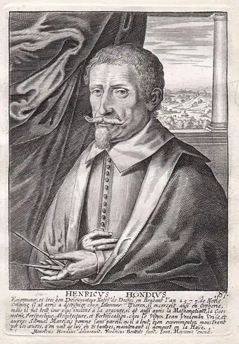 Henricus Hondius - Henricus Hondius Maler painter Portrait Kupferstich copper engraving antique print