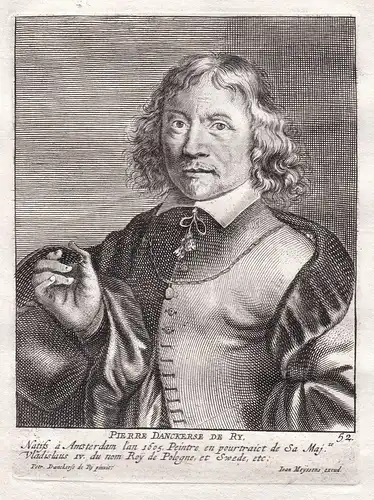 Pierre Danckerse de Ry - Peeter Danckerts de Rij painter Portrait Kupferstich copper engraving antique print