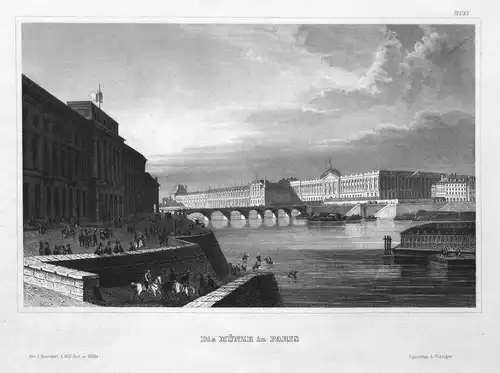 Die Münze in Paris - Münzamt Paris Seine Frankreich France Ansicht view Stahlstich steel engraving antique pri