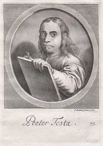 Peeter Testa - Peeter Testa Maler painter Portrait Kupferstich copper engraving antique print