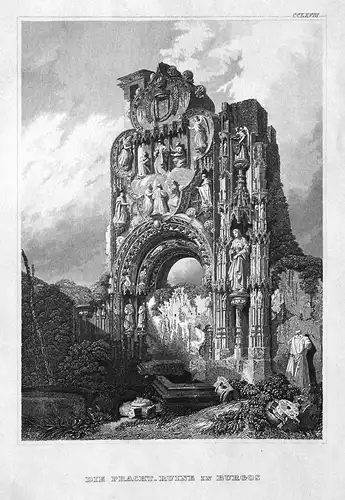 Die Pracht-Ruine in Burgos - Burgos Ruine ruin Spanien Spain Espana Ansicht view Stahlstich steel engraving an