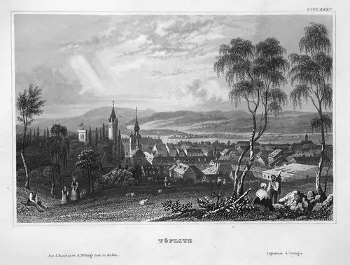 Töplitz - Töplitz Werder Brandenburg Deutschland Germany Ansicht view Stahlstich steel engraving antique print