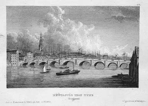 Newcastle upon Tyne England - Newcastle upon Tyne England Ansicht view Stahlstich steel engraving antique prin