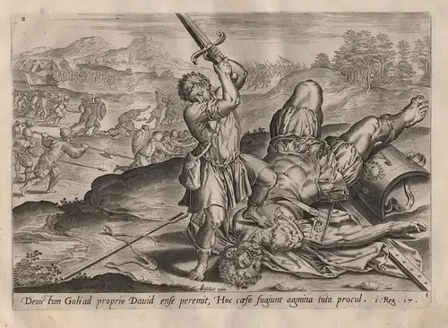 Devictum Goliad proprio David... - David slaying Goliath Bibel Bible