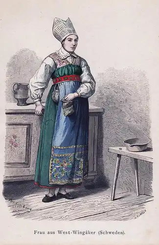 Frau aus West-Wingaker (Schweden) - Sweden Sverige Trachten costumes
