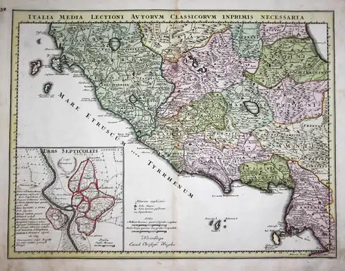 Italia Media Lectioni Autorum Classicorum Inprimis Necessaria. - Lazio Italia Italy Italien Roma map Karte