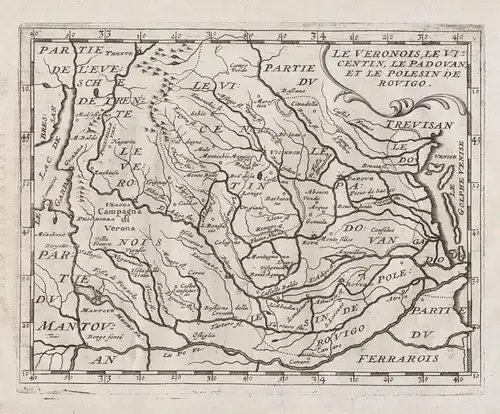 Le Veronois, Le Vicentin, le Padovan, et le Polesin de Rovigo. - Veneto Verona Padova Italia Italy map Karte