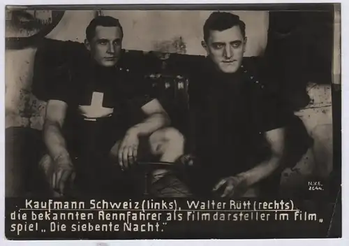 Kaufmann Schweiz (links). Walter Rütt (rechts) - Radsport Fahrrad Radrennen Film Kino