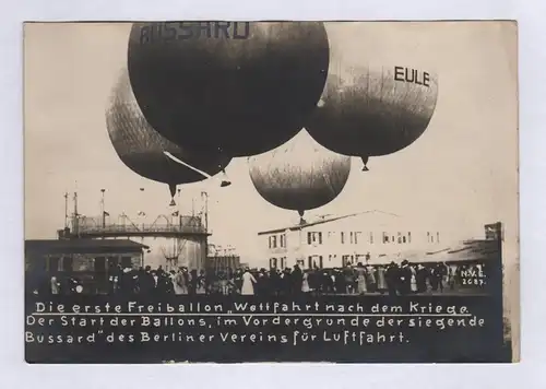 Die erste Freiballon Wettfahrt nach dem Kriege - Luftfahrt Ballon aviation Ballooning Berlin