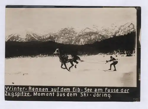 Winter-Rennen auf dem Eib-See am Fusse der Zugspitze. - Eibsee Pferderennen Pferdesport Skijöring Wintersport