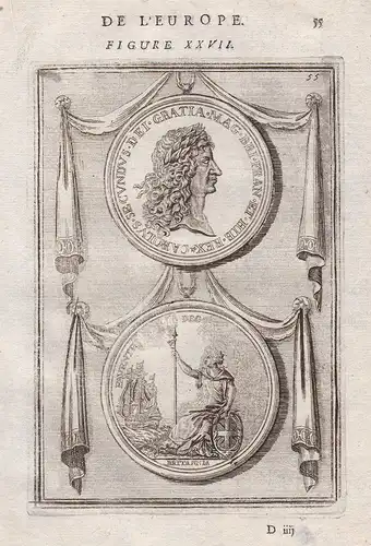 Roy d'Angleterre - Charles II of England (1630-1685) Karl King König toi Portrait medaille numismatics