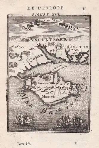 Isle de Wigh - Isle of Wright England Great Britain map Karte