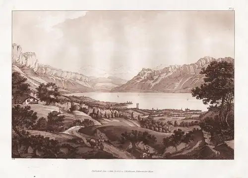 Vevey Kanton Waadt Schweiz Suisse Lac Leman Genfersee gravure