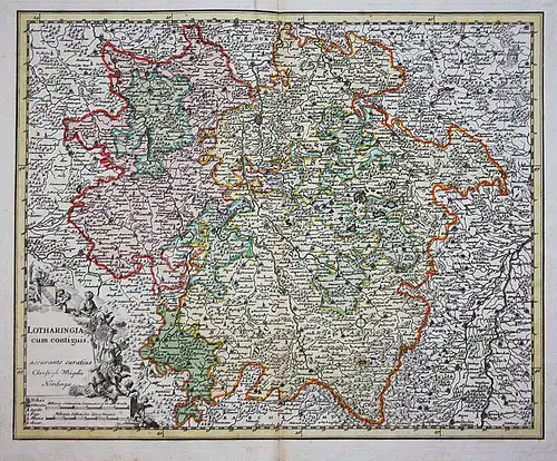 Lotharingia cum contiguis. - Lorraine Lothringen Landkarte France Frankreich carte map Karte