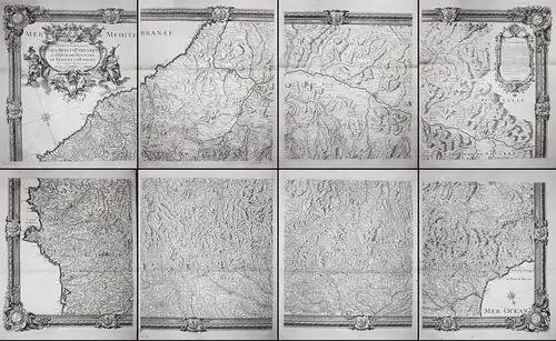 Carte Generale des Monts Pyrenées et Parie des Royaumes de France et d'Espagne - Aragon Aragonien Spain Espana