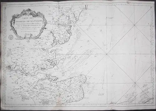Carte des Entrées de la Tamise - London Thames Themse sea chart map Karte