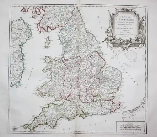 Le Royaume d'Angleterre divisé selon les sept Royaumes ou Heptarchie des Saxons, avec la Principaute de Galles