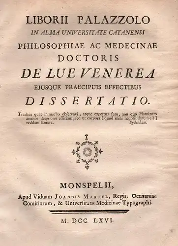 De lue venerea ejusque praecipuis effectibus dissertatio.