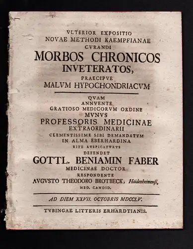 Ulterior Expositio Novae Methodi Kaempfianae curandi Morbos Chronicos Inveteratos, Praecipue Malum Hypochrondr
