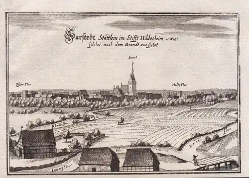 Sarstedt Stättlein im Stifft Hildesheim wie solches nach dem Brandt aus siehet - Sarstedt LK Hildesheim Nieder