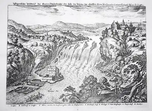 Eigentliche Bildniß des Großen Wasserbruchs oder Falls des Rheins im Lauffen - Schloss Laufen Rhainfall Andelf