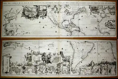 Carte Tres Curieuse De La Mer Du Sud Contenant Des Remarques Nouvelles Et Tres Utiles Non Seulement Sur Les Po