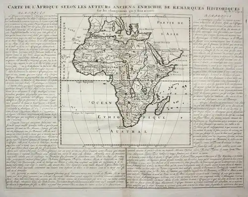 Carte de l'Afrique selon les auteurs anciens enriche de remarques historiques sur les changemens qui y sont ar