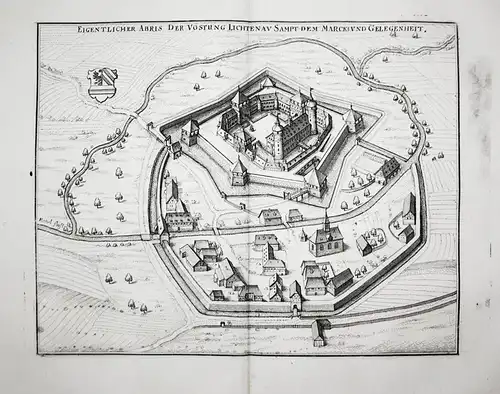 Eigentlicher Abris der Vöstung Lichtenau Sampt dem Marckt und Gelegenheit. - Lichtenau Mittelfranken LK Ansbac