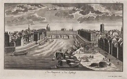 Unsrer lieben Frauen Brücken - Paris Pont Notre-Dame Seine gravure estampe