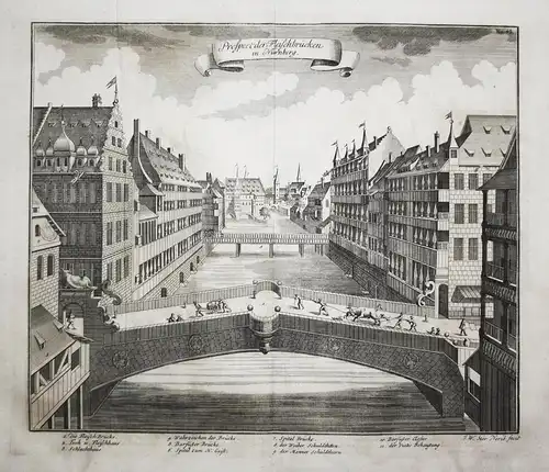 Prospect der Fleischbrücken in Nürnberg. - Nürnberg Fleischbrücke Franken Bayern