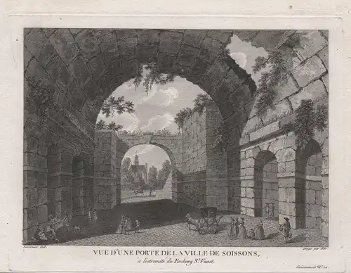 Vue d'une porte de la ville de Soissons, a l'estremité du Faubourg St. Vaast - Soissons Porte de la Ville Aisn