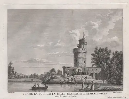 Vue de la Tour de la Belle Gabrielle a Ermenonville, dans le Comte de Senlis - Tour de la Belle Gabrielle Parc