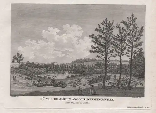 IIme. Vue du Jardin Anglois  d'Ermenonville, dans le Comte de Senlis - Parc Jean-Jacques Rousseau Ermenonville