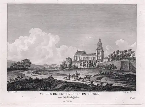 Vue des Dehors de Bourg en Bresse, avec l'Eglise Collegiale. - Bourg-en-Bresse eglise Ain Auvergne Ansicht vie