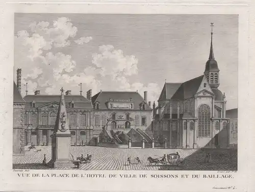 Vue de la Place de l'Hotel de Ville de Soissons et du Baillage - Soissons Place de l'Hotel de Ville Aisne Haut