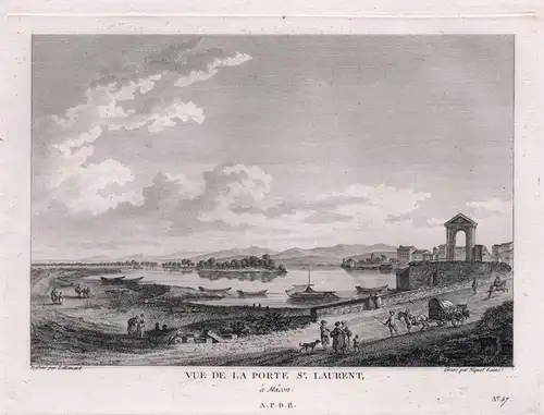 Vue de la Porte St. Laurent, a Macon. - Macon Pont Saint-Laurent Bourgogne Ansicht view vue