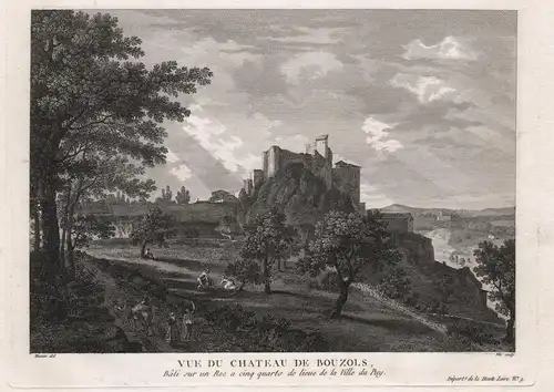 Vue du Chateau de Bouzols, Bâti sur un Rox a cinq quarts de lieue de la Ville du Puy - Chateau de Bouzols Arsa