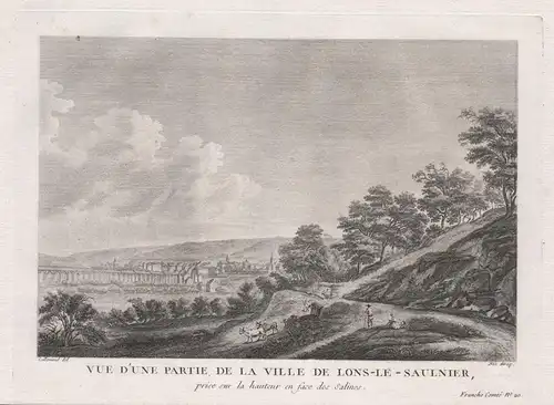 Vue d'une partie de la ville de Lons-le-Saulnier, prise sur la hauteur en face des Salines. - Lons-le-Saunier