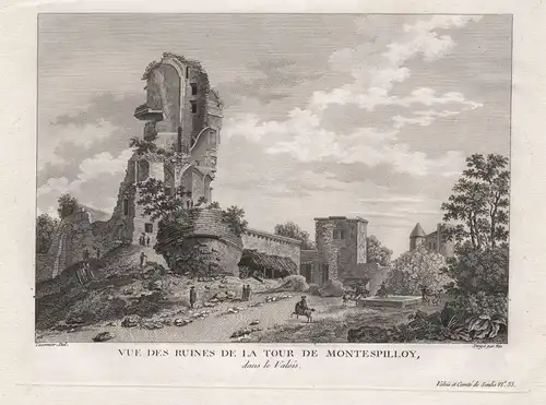 Vue des Ruines de la Tour de Montespilloy, dans le Valois - Montepilloy Donjon chateau Oise Hauts-de-France An
